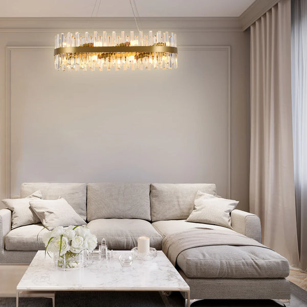 Coffin Crystal Gold Metal Chandelier Ceiling Light E14