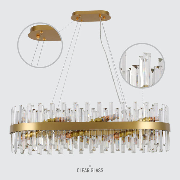 Coffin Crystal Gold Metal Chandelier Ceiling Light E14