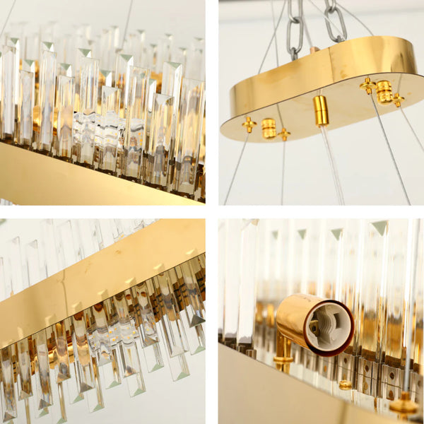 Coffin Crystal Gold Metal Chandelier Ceiling Light E14