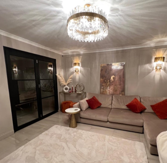 Coffin Crystal Gold Metal Chandelier Ceiling Light E14