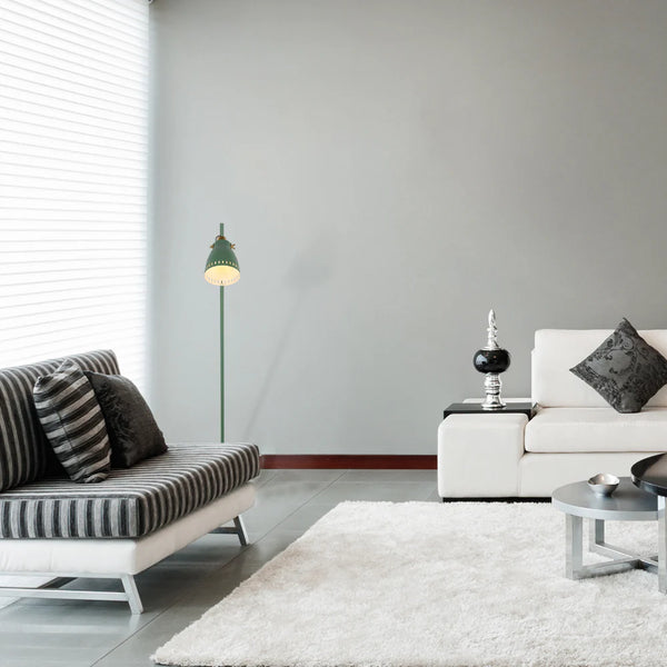 Cone-Shaded Floor Lamp with Gold Detailing & Decorative Shade - Versatile Colours