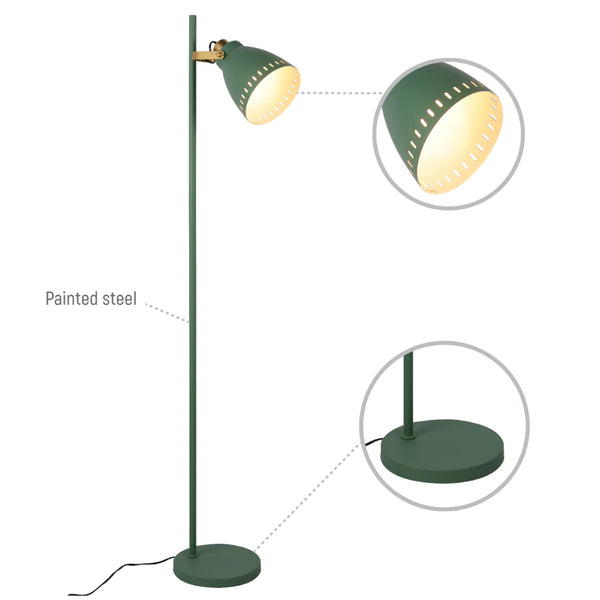 Cone-Shaded Floor Lamp with Gold Detailing & Decorative Shade - Versatile Colours