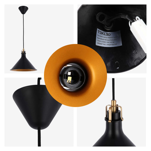 Conical Pendant Light - E27 Fitting, 40W Max, Dimmable