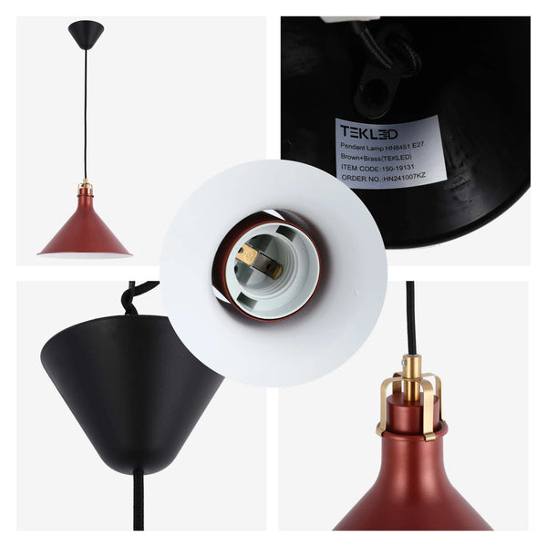 Conical Pendant Light - E27 Fitting, 40W Max, Dimmable
