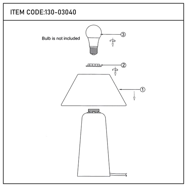 Conical Table Lamp with Fabric Shade - E27 Fitting, Dimmable, 245mm Diameter