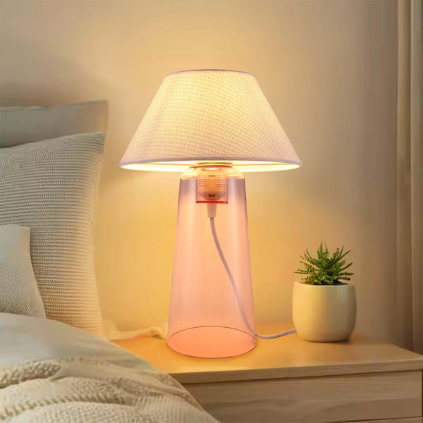 Conical Table Lamp with Fabric Shade - E27 Fitting, Dimmable, 245mm Diameter