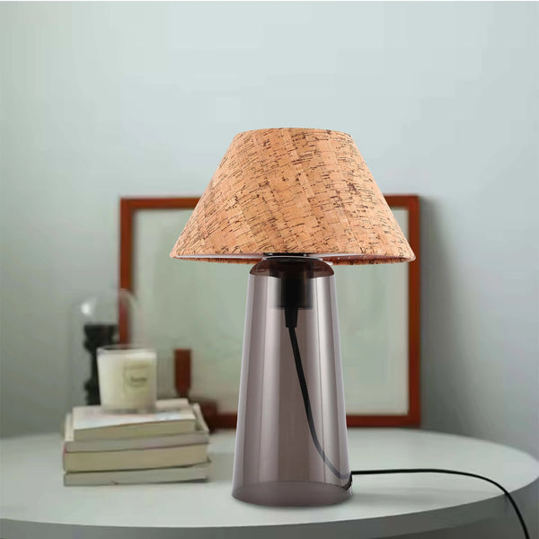 Conical Table Lamp with Fabric Shade - E27 Fitting, Dimmable, 245mm Diameter