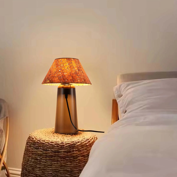 Conical Table Lamp with Fabric Shade - E27 Fitting, Dimmable, 245mm Diameter