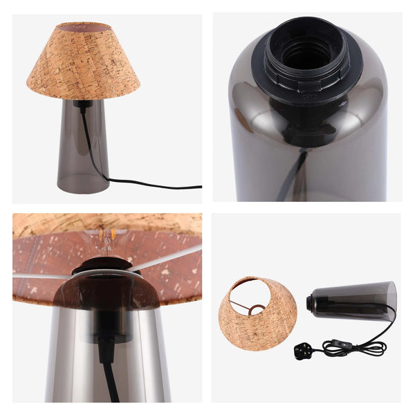 Conical Table Lamp with Fabric Shade - E27 Fitting, Dimmable, 245mm Diameter