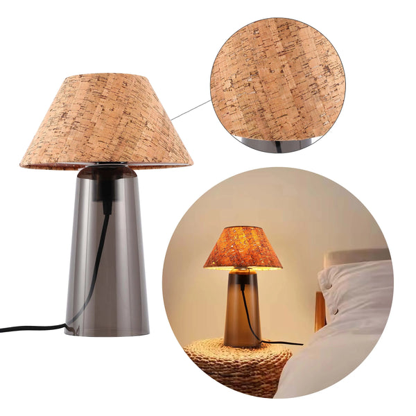 Conical Table Lamp with Fabric Shade - E27 Fitting, Dimmable, 245mm Diameter