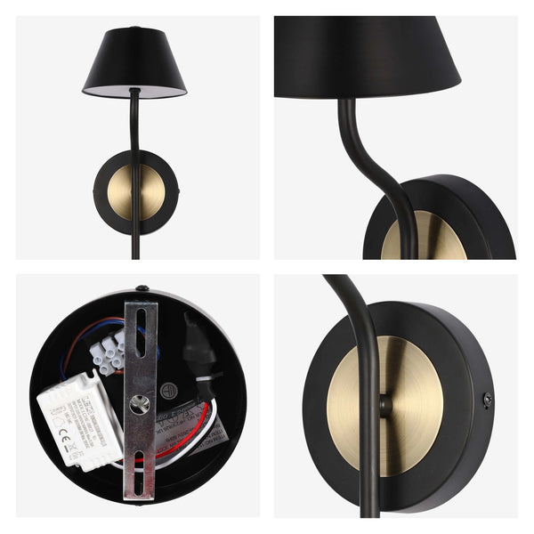 Curved Arm LED Wall Light - Single or Double, Integrated 3CCT LED, IP20