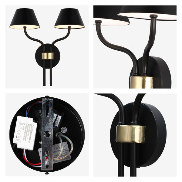 Curved Arm LED Wall Light - Single or Double, Integrated 3CCT LED, IP20