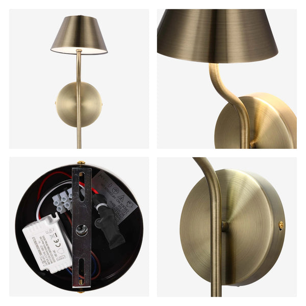 Curved Arm LED Wall Light - Single or Double, Integrated 3CCT LED, IP20