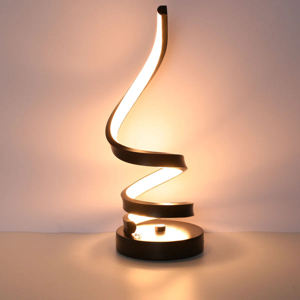 Contemporary Spiral LED Table Lamp with Adjustable CCT - Black Finish