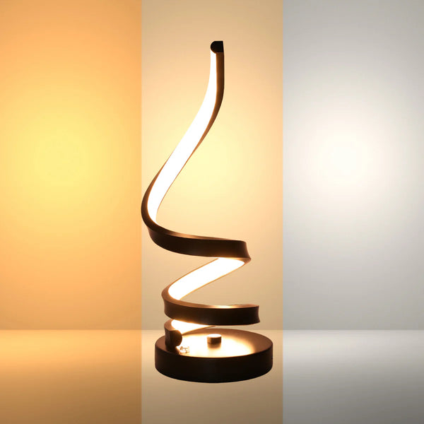 Contemporary Spiral LED Table Lamp with Adjustable CCT - Black Finish