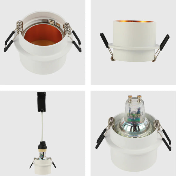 Copper-Accented Die-Cast Aluminium GU10 Fixed Downlight Fixture