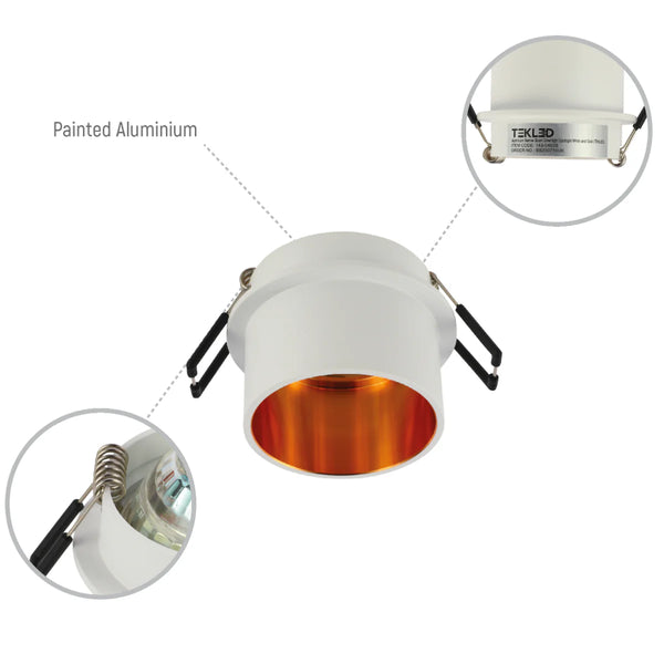 Copper-Accented Die-Cast Aluminium GU10 Fixed Downlight Fixture