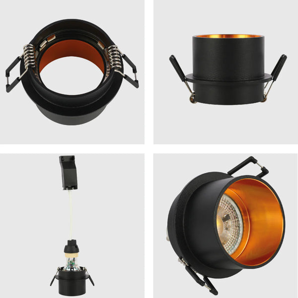 Copper-Accented Die-Cast Aluminium GU10 Fixed Downlight Fixture