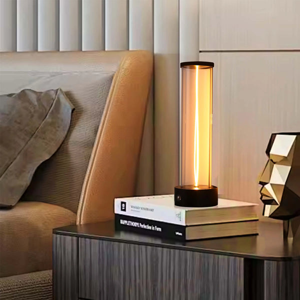 Cordless LED Table Lamp with Touch Dimming - Warm White 2600K, Rechargeable, Aluminium & Glass