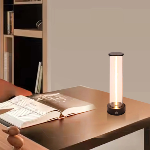 Cordless LED Table Lamp with Touch Dimming - Warm White 2600K, Rechargeable, Aluminium & Glass