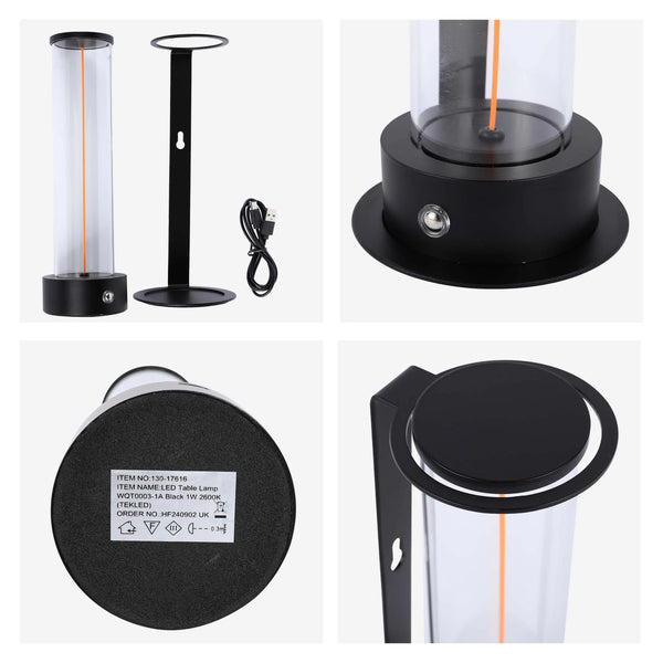 Cordless LED Table Lamp with Touch Dimming - Warm White 2600K, Rechargeable, Aluminium & Glass