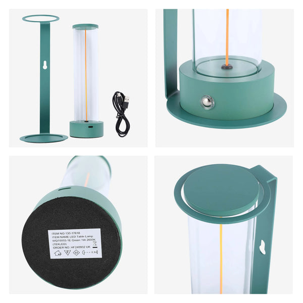 Cordless LED Table Lamp with Touch Dimming - Warm White 2600K, Rechargeable, Aluminium & Glass