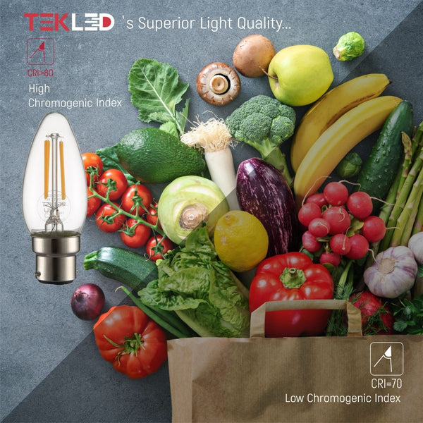 LED Dimmable Filament C35 Candle Bulb B22 Bayonet Cap 4W Warm White 2700K