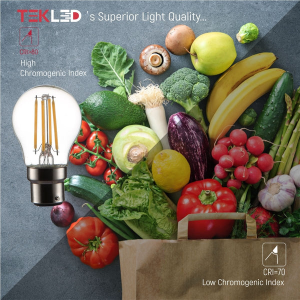 LED Dimmable Filament G45 Golf Ball Bulb B22 Bayonet Cap 4W Pack of 4 Warm White