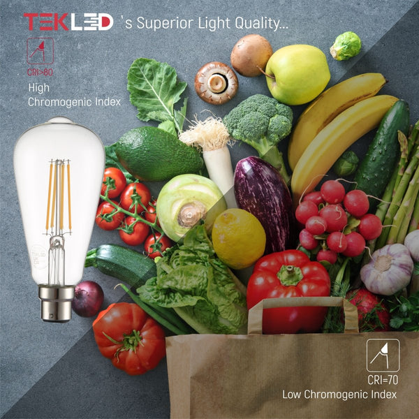 LED Dimmable Filament ST64 Edison Bulb B22 Bayonet Cap 6.5W Pack of 2