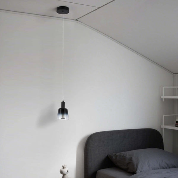 Cross-Hatch Textured Glass Pendant Light - E27 Fitting, 110mm Diameter