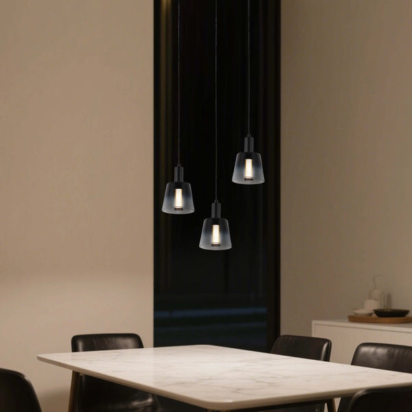 Cross-Hatch Textured Glass Pendant Light - E27 Fitting, 110mm Diameter