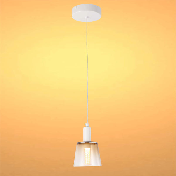 Cross-Hatch Textured Glass Pendant Light - E27 Fitting, 110mm Diameter