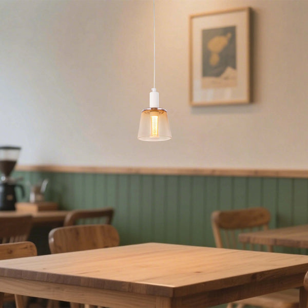 Cross-Hatch Textured Glass Pendant Light - E27 Fitting, 110mm Diameter