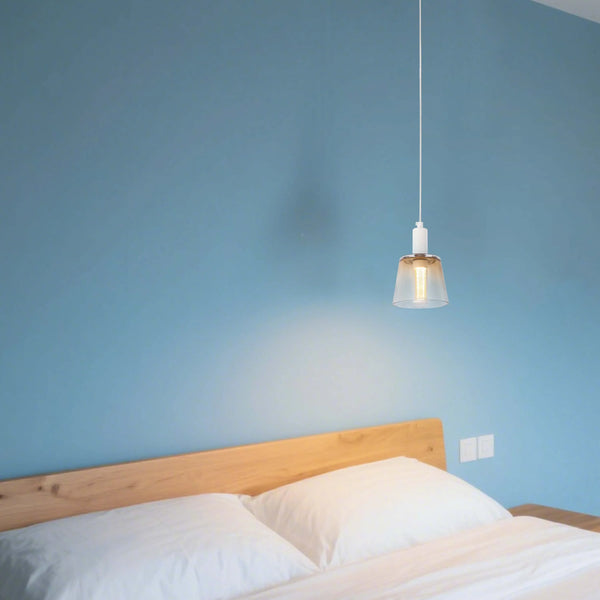 Cross-Hatch Textured Glass Pendant Light - E27 Fitting, 110mm Diameter