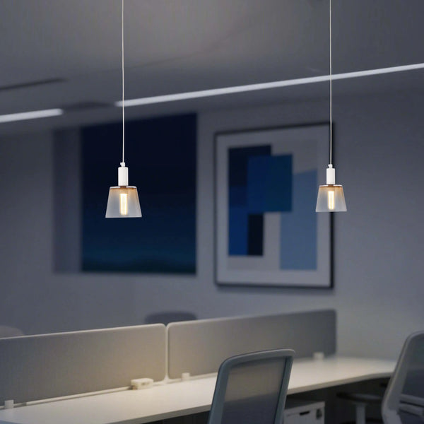 Cross-Hatch Textured Glass Pendant Light - E27 Fitting, 110mm Diameter
