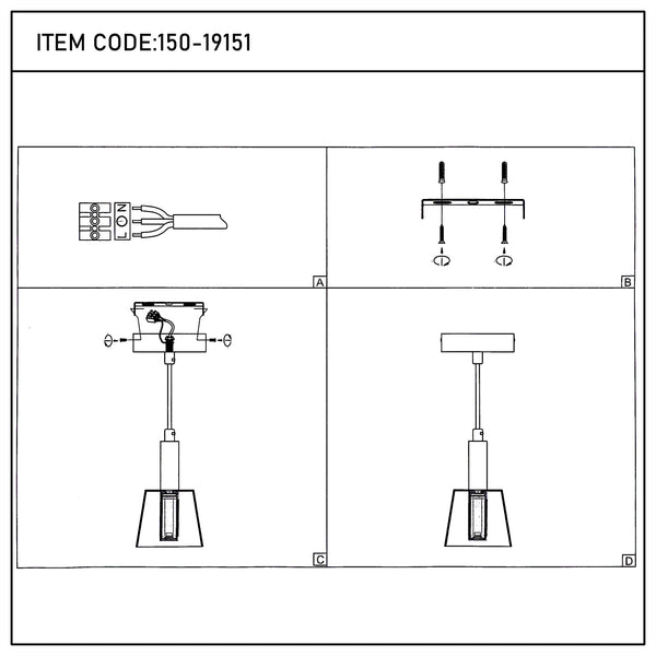 Cross-Hatch Textured Glass Pendant Light - E27 Fitting, 110mm Diameter