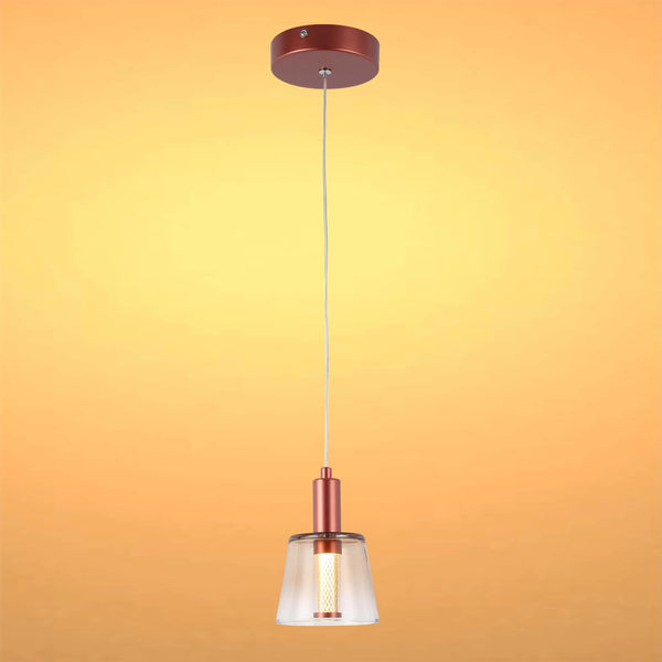 Cross-Hatch Textured Glass Pendant Light - E27 Fitting, 110mm Diameter