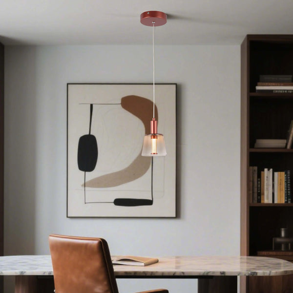 Cross-Hatch Textured Glass Pendant Light - E27 Fitting, 110mm Diameter