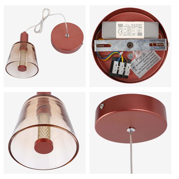 Cross-Hatch Textured Glass Pendant Light - E27 Fitting, 110mm Diameter