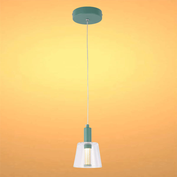 Cross-Hatch Textured Glass Pendant Light - E27 Fitting, 110mm Diameter