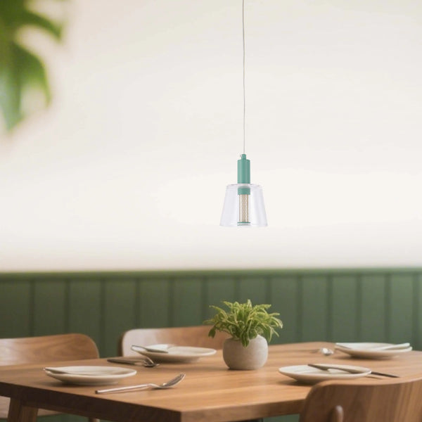 Cross-Hatch Textured Glass Pendant Light - E27 Fitting, 110mm Diameter