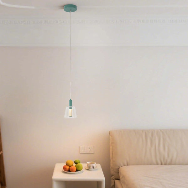 Cross-Hatch Textured Glass Pendant Light - E27 Fitting, 110mm Diameter