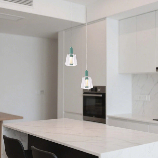 Cross-Hatch Textured Glass Pendant Light - E27 Fitting, 110mm Diameter