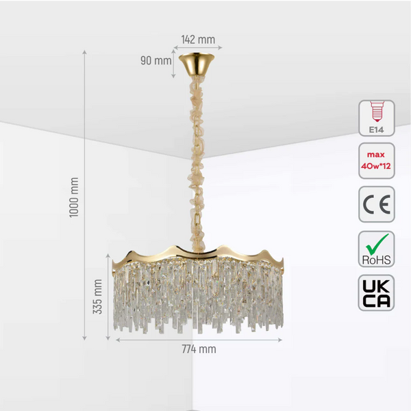 Crown Crystal Chandelier Ceiling Light