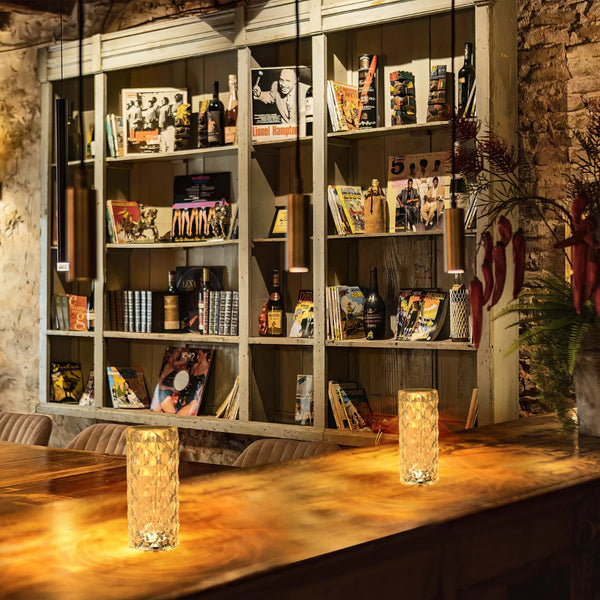 Crystal Beam Rechargeable Cylinder Table Lamp | Bedside Lamp