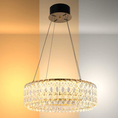 Crystal Gold Pendant Chandelier Light with Remote Control