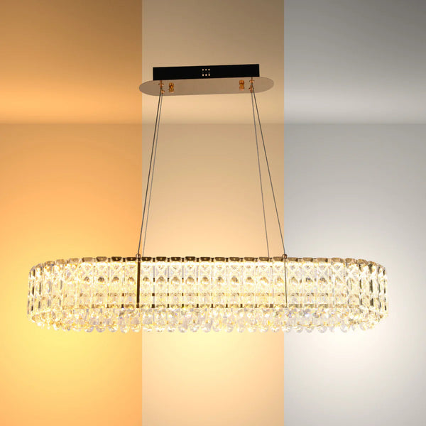 Crystal Gold Pendant Chandelier Light with Remote Control