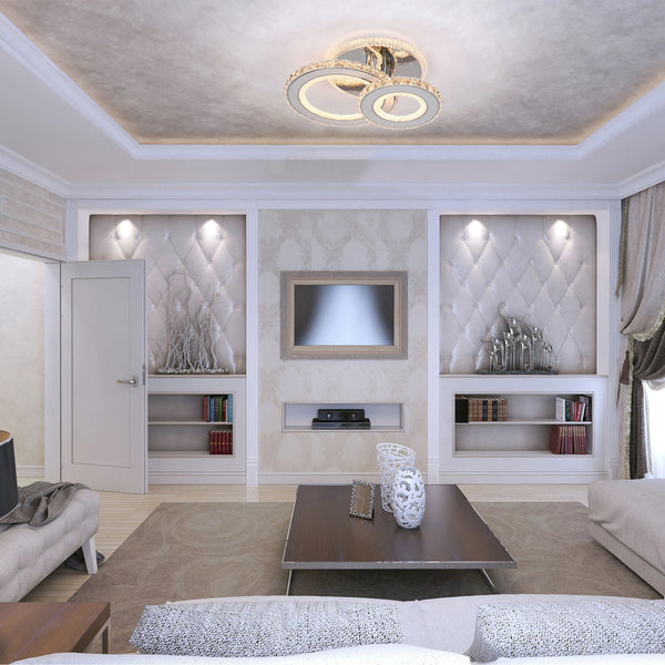 Crystal LED Ceiling Lights - Floral, Double Ring, Double Square, Quadruple Ring Designs