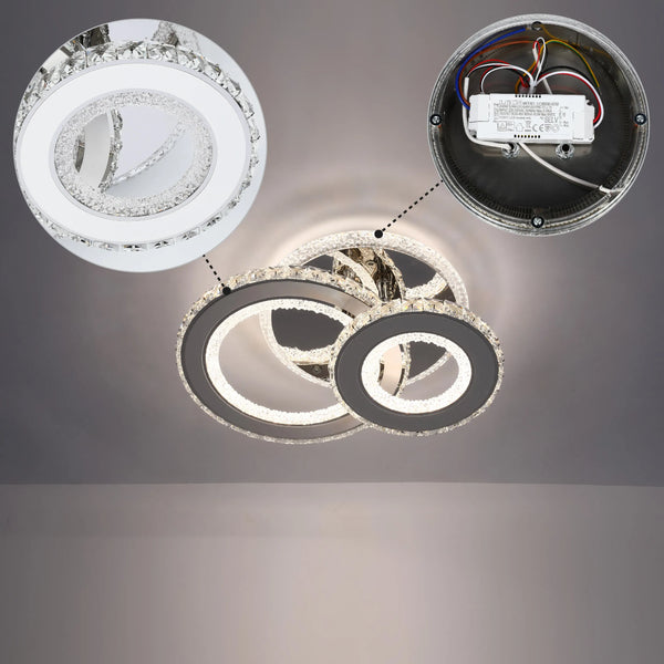 Crystal LED Ceiling Lights - Floral, Double Ring, Double Square, Quadruple Ring Designs
