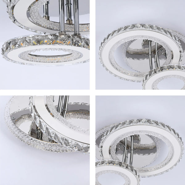 Crystal LED Ceiling Lights - Floral, Double Ring, Double Square, Quadruple Ring Designs